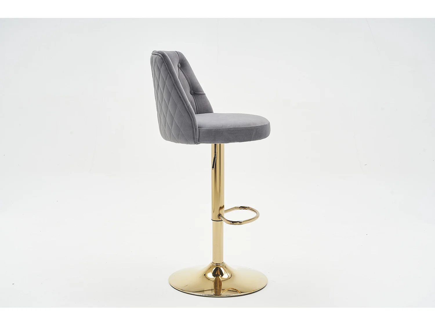 Lot de 2 tabourets de bar pivotante, hauteur réglable, avec dossier et repose-pieds, adapté aux bars, cuisines, en velours, gris