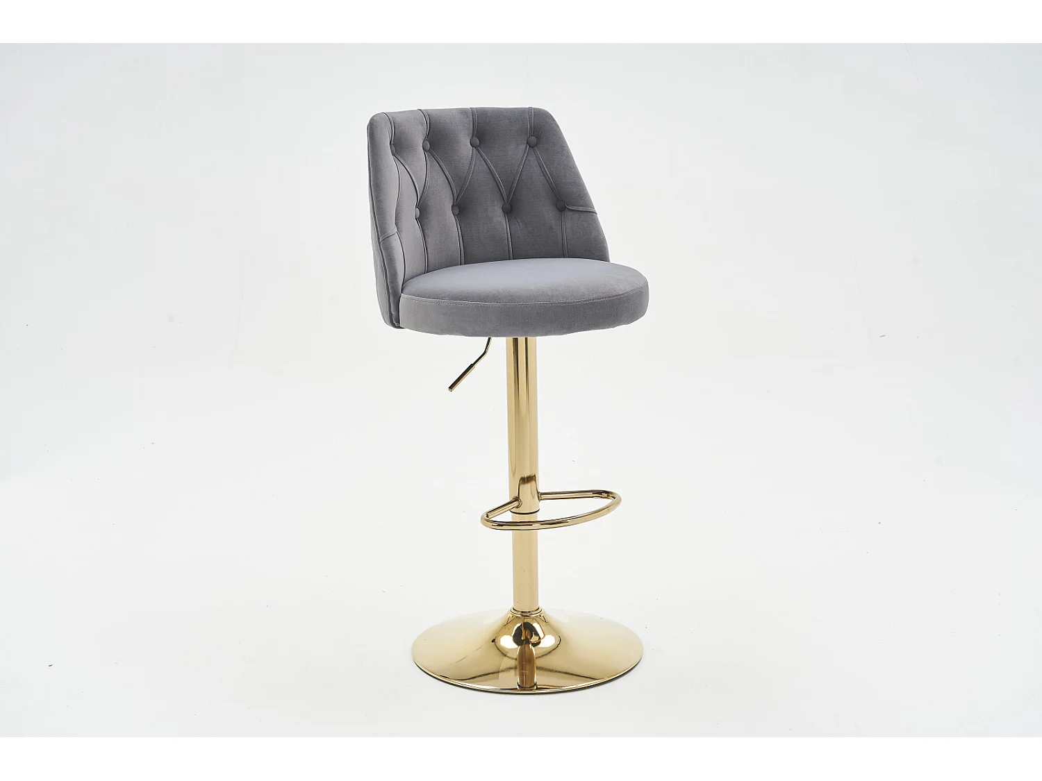Lot de 2 tabourets de bar pivotante, hauteur réglable, avec dossier et repose-pieds, adapté aux bars, cuisines, en velours, gris
