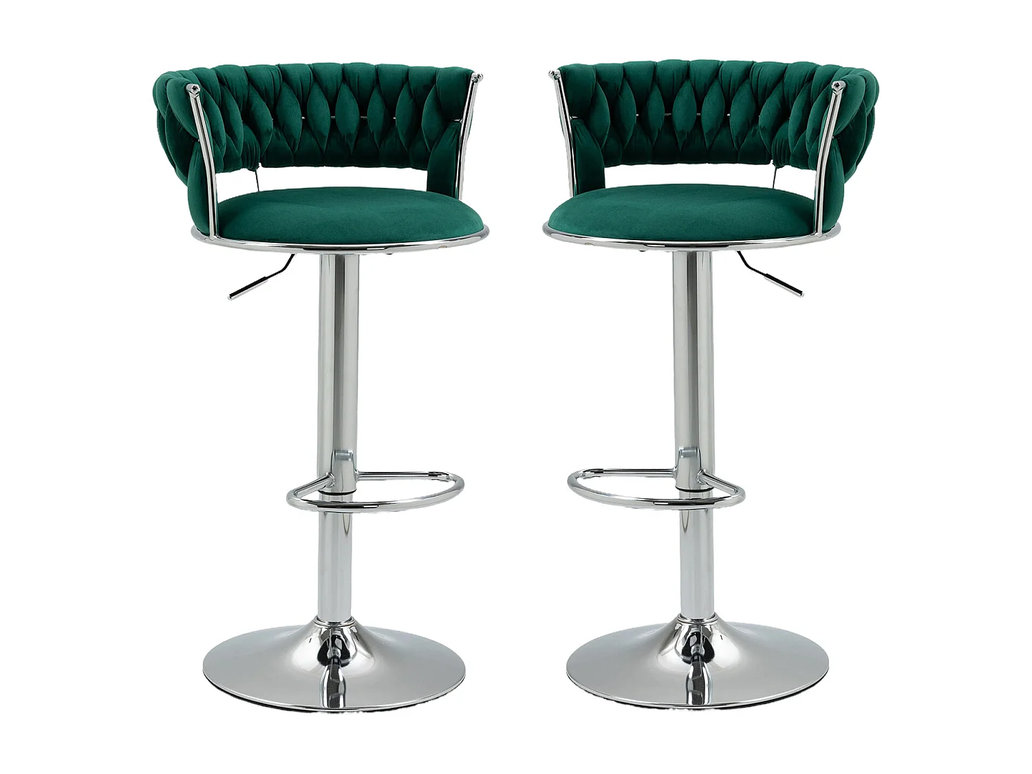 Lot de 2 tabourets de bar pivotants Chaises de comptoir réglables avec repose-pieds pour la cuisine, la salle à manger vert