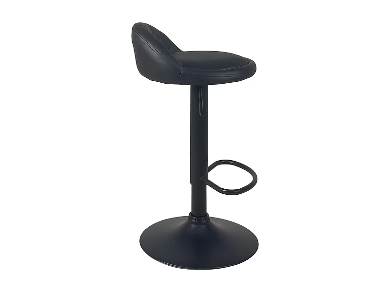 Lot 2 tabourets de bar cuisine simili cuir pivotant hauteur réglable pied noir SATI+ (Noir)