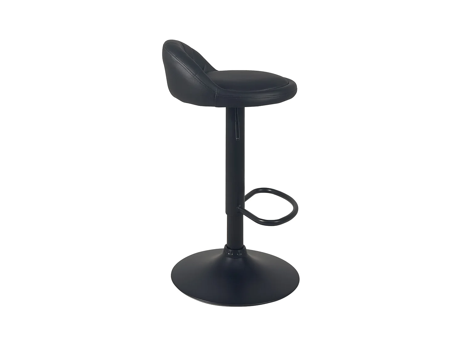 Lot 2 tabourets de bar cuisine simili cuir pivotant hauteur réglable pied noir SATI+ (Noir)