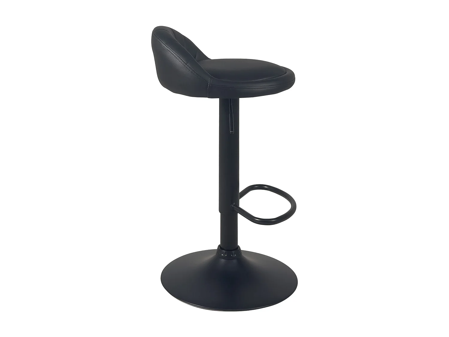 Lot 2 tabourets de bar cuisine simili cuir pivotant hauteur réglable pied noir SATI+ (Noir)