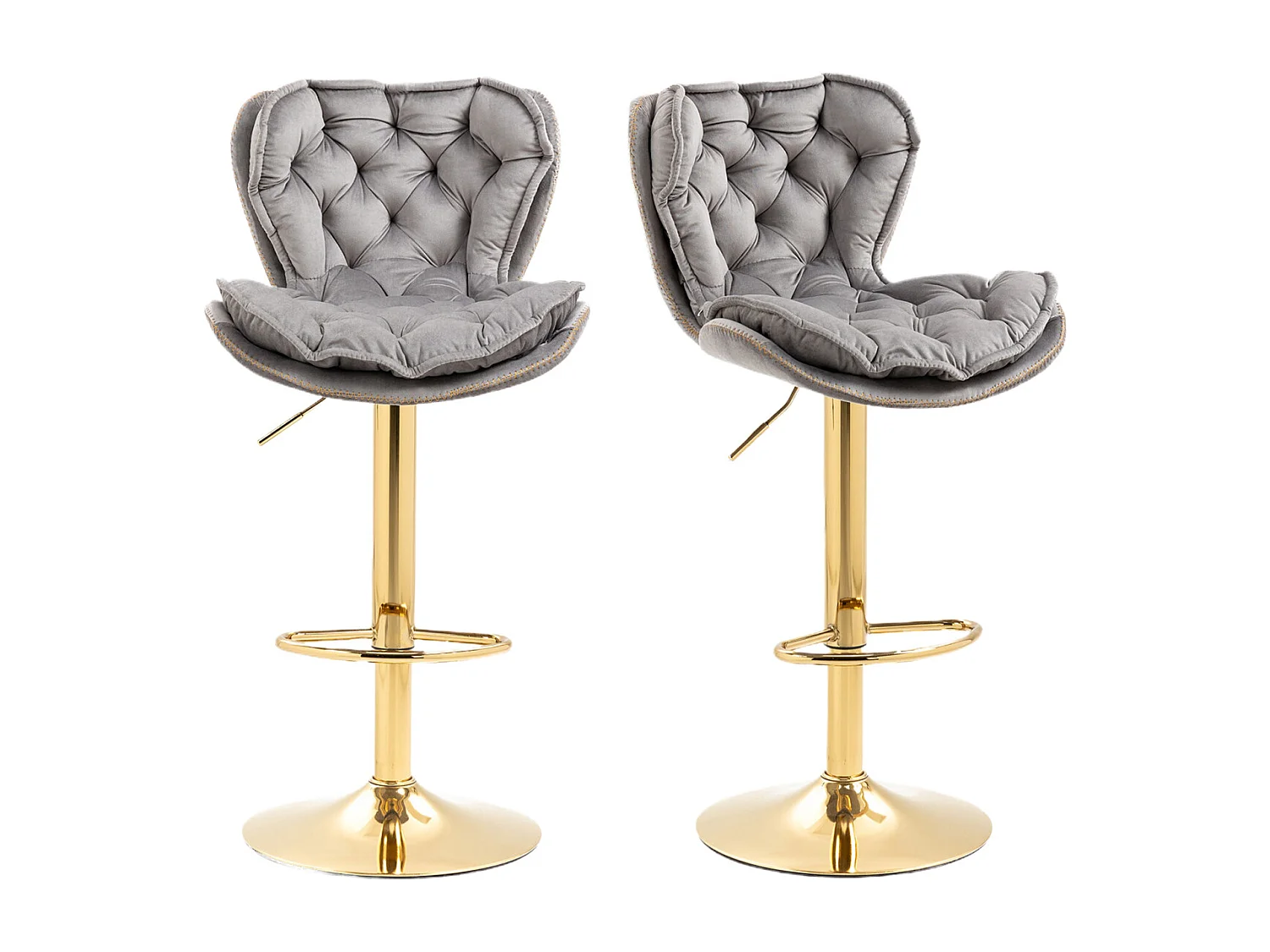 Set van 2 draaibare barkrukken 55x46x92-112cm, verstelbare barkrukken met voetenbank voor keuken eetkamer unieke stijl, grijs