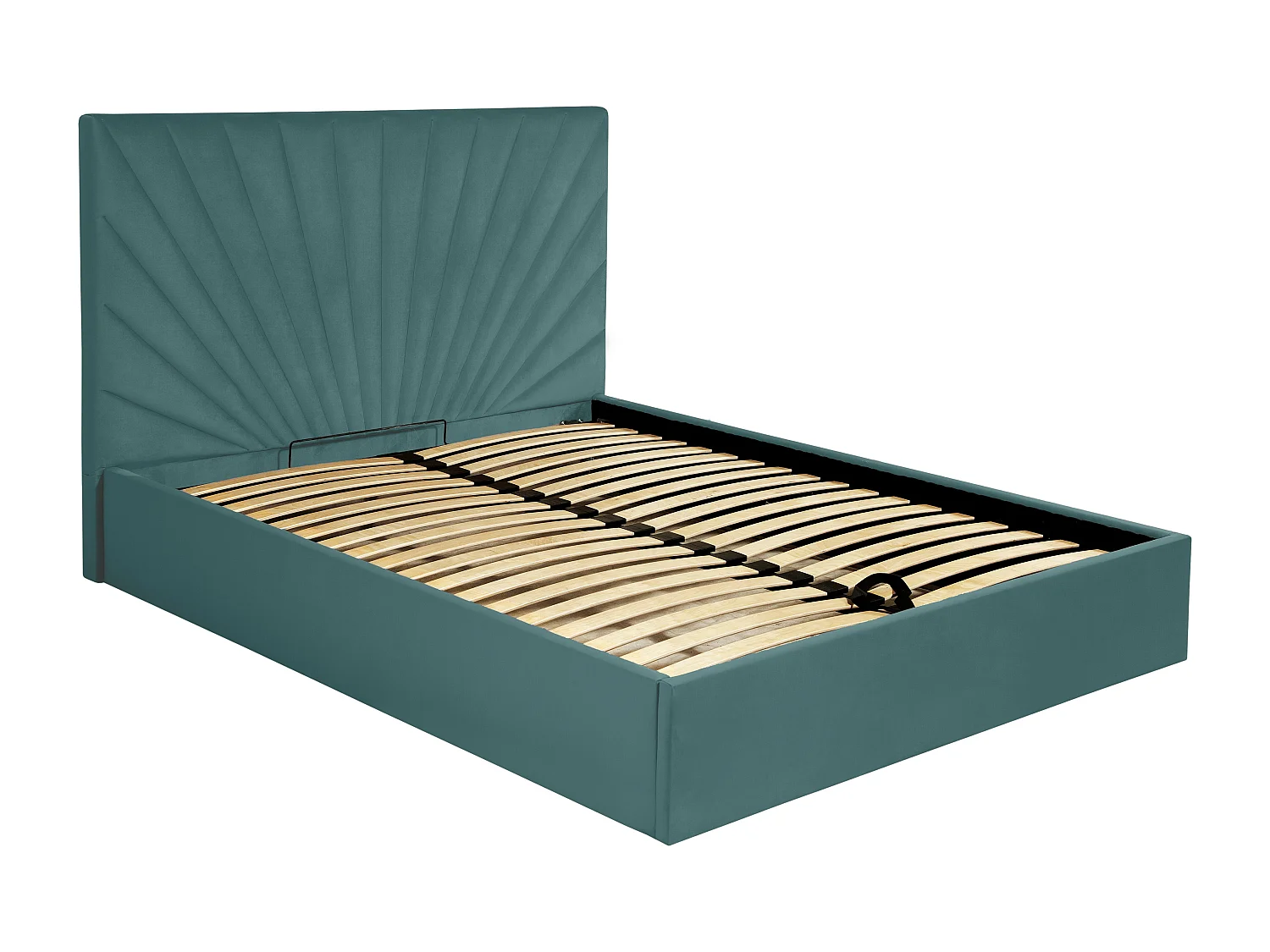 Lit coffre 160 x 200 cm - Velours - Bleu canard + Matelas - RILIODA de Pascal Morabito