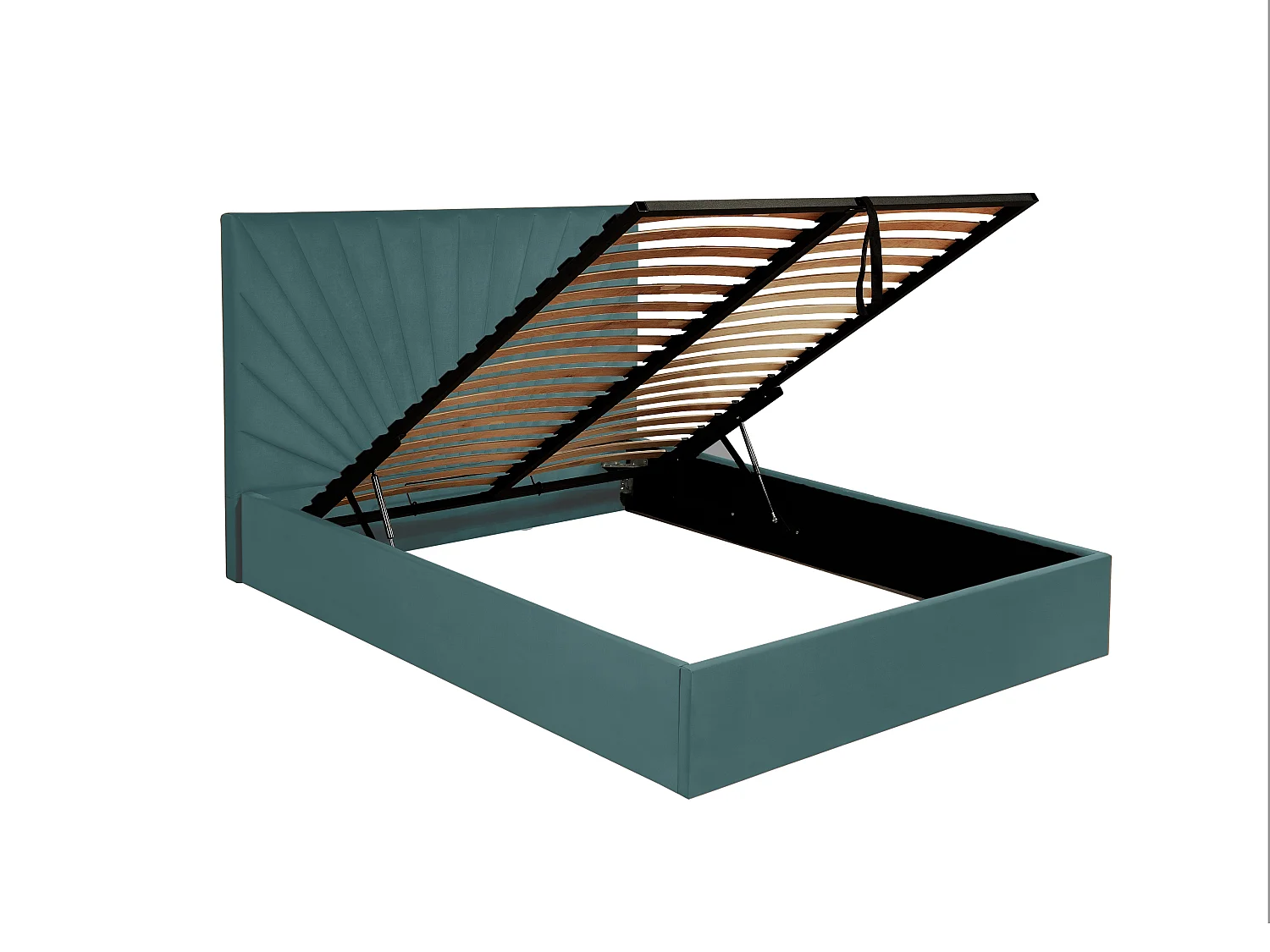 Lit coffre 160 x 200 cm - Velours - Bleu canard + Matelas - RILIODA de Pascal Morabito