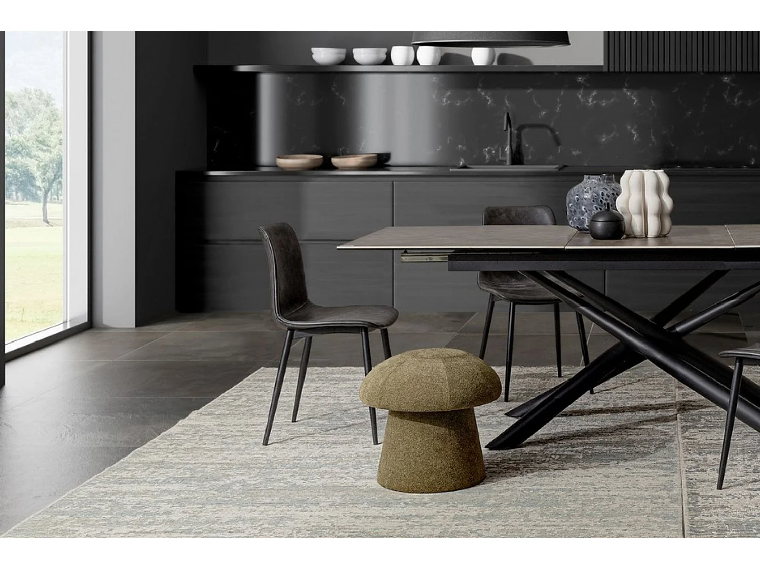 Pouf rond en tissu avec rangement D45 - CHUPS