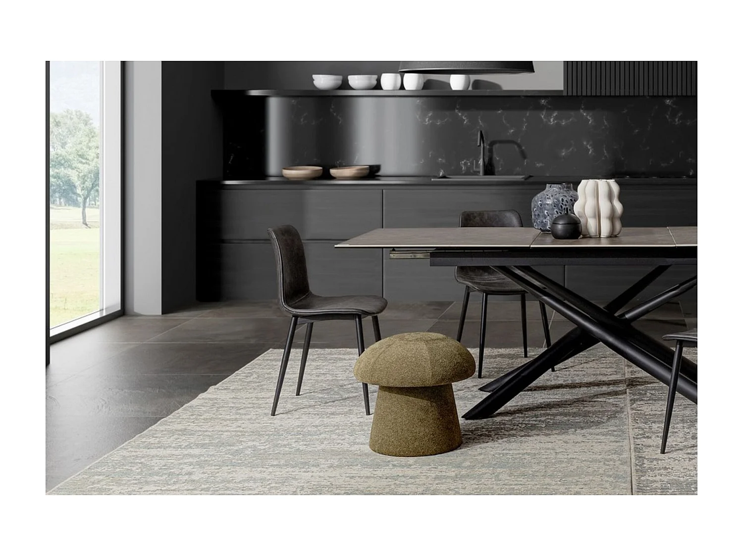 Pouf rond en tissu avec rangement D45 - CHUPS