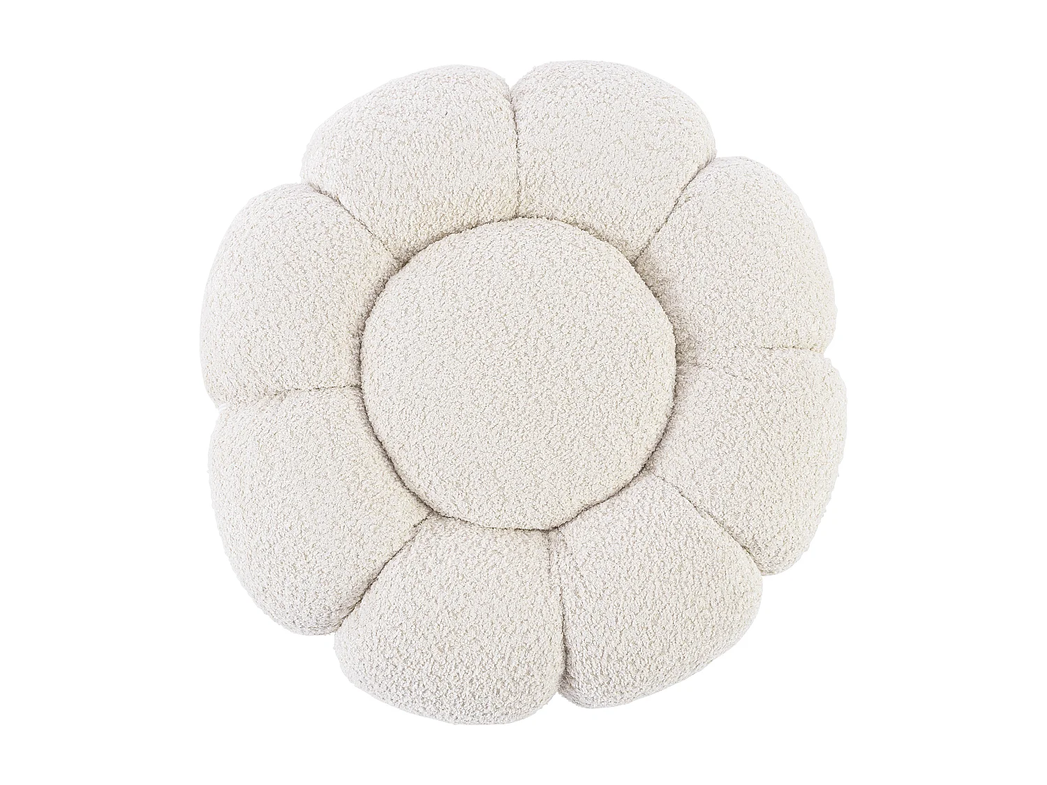 Pouf FLORE – Élégance douce en tissu bouclette-Blanc cassé