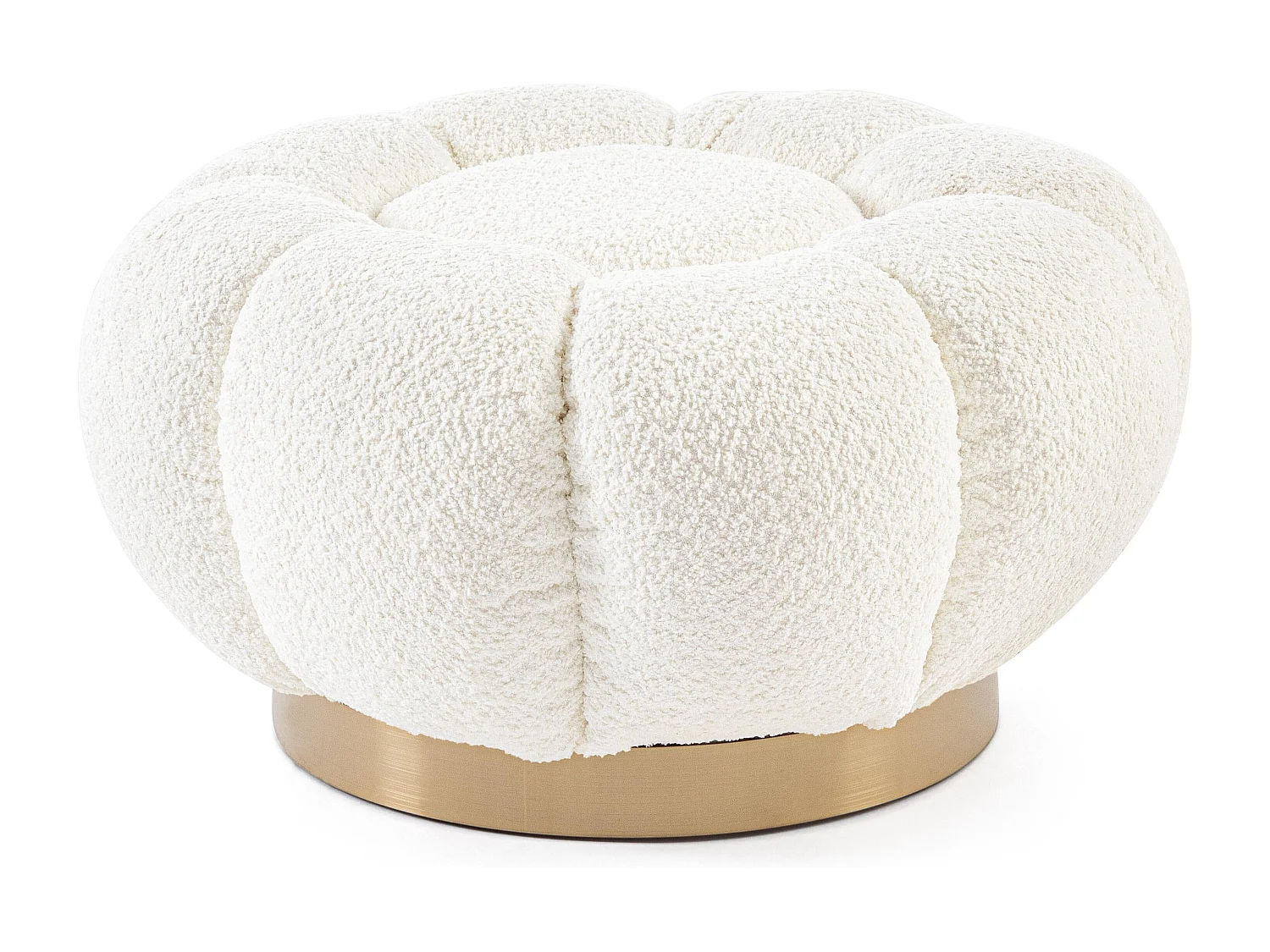 Pouf FLORE – Élégance douce en tissu bouclette-Blanc cassé