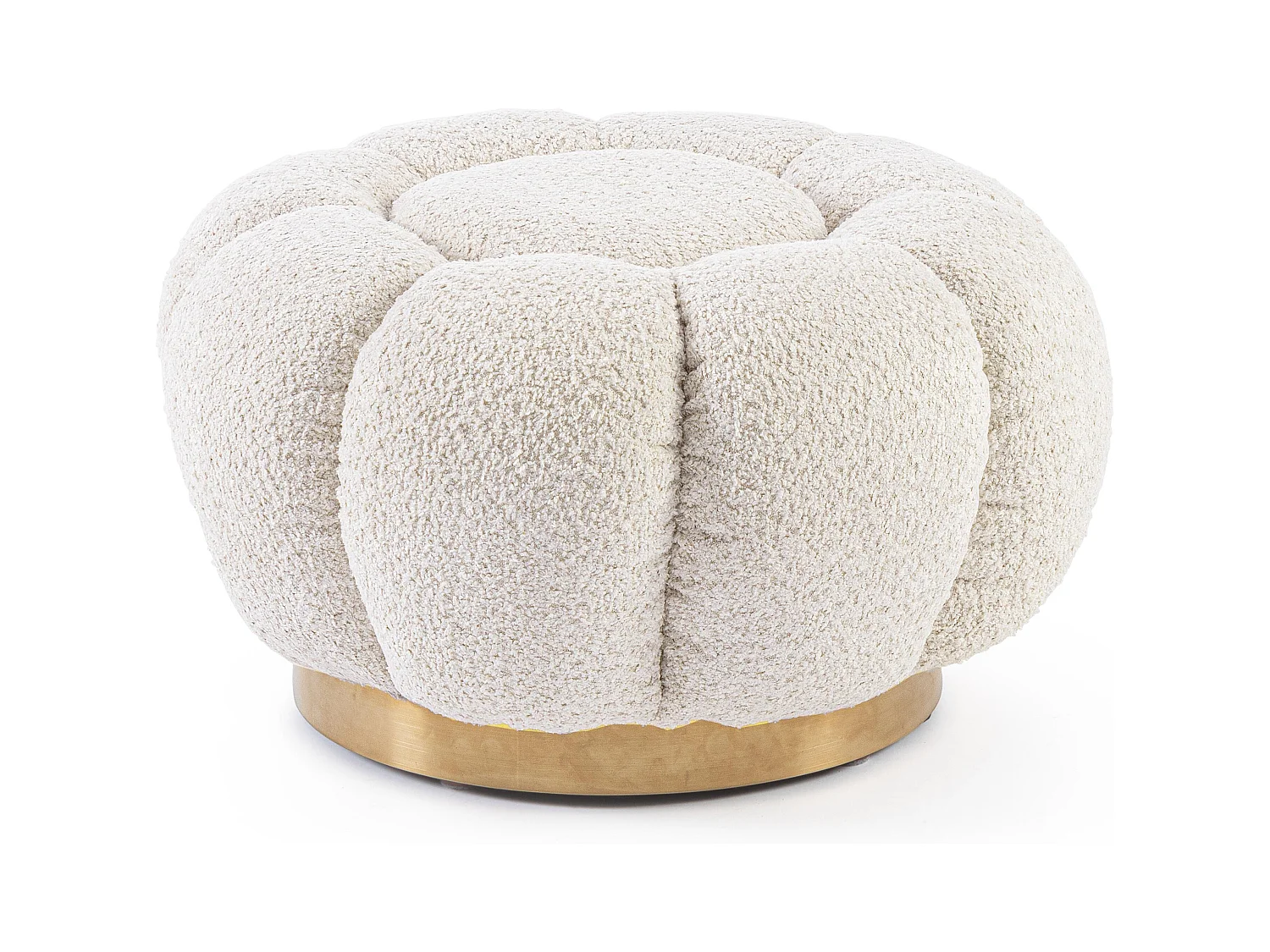 Pouf FLORE – Élégance douce en tissu bouclette-Blanc cassé