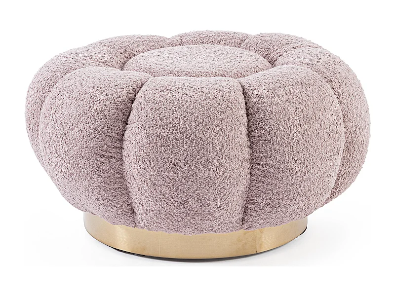 Pouf FLORE – Élégance douce en tissu bouclette-Rose clair