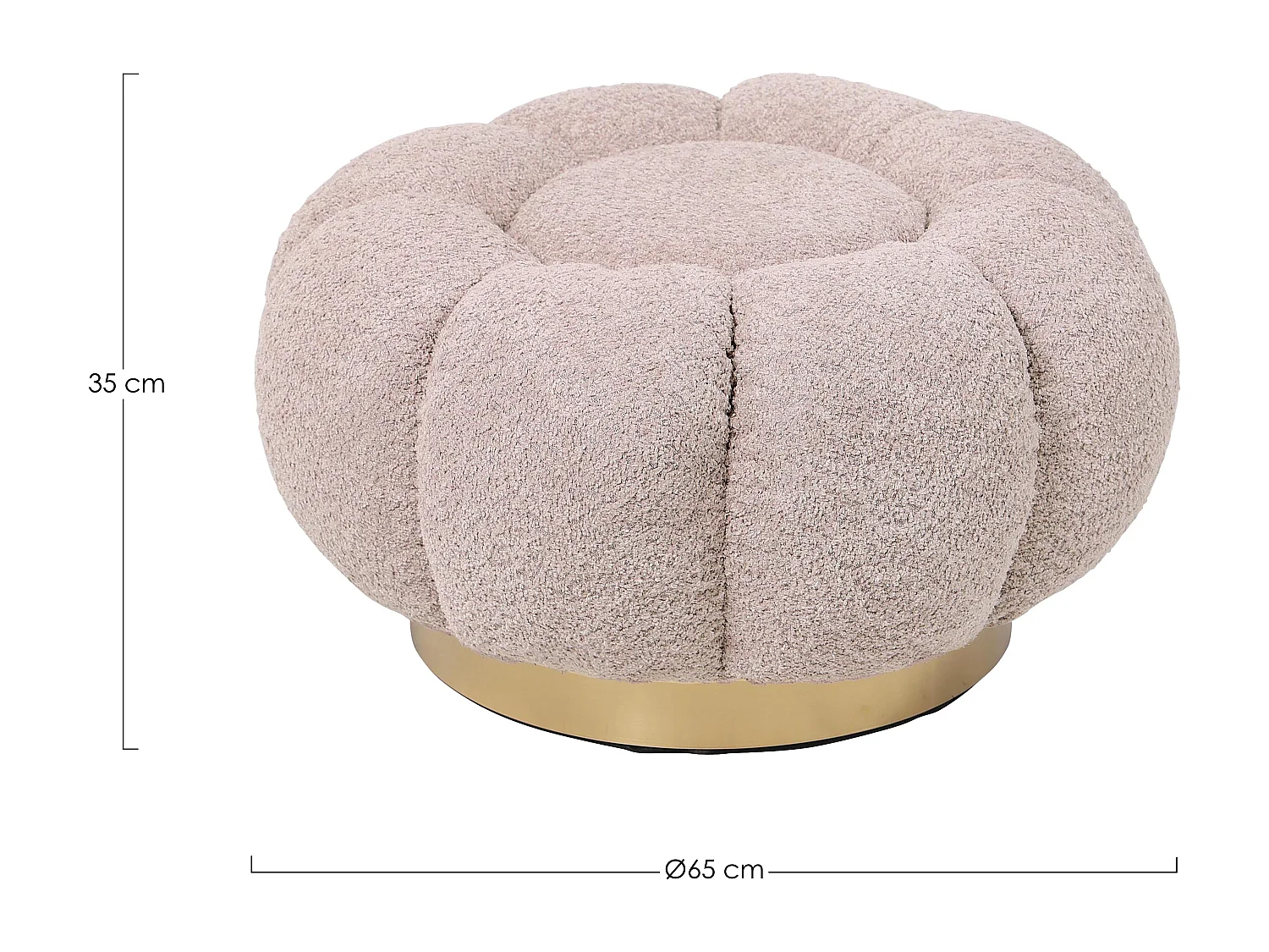 Pouf FLORE – Élégance douce en tissu bouclette-Rose clair