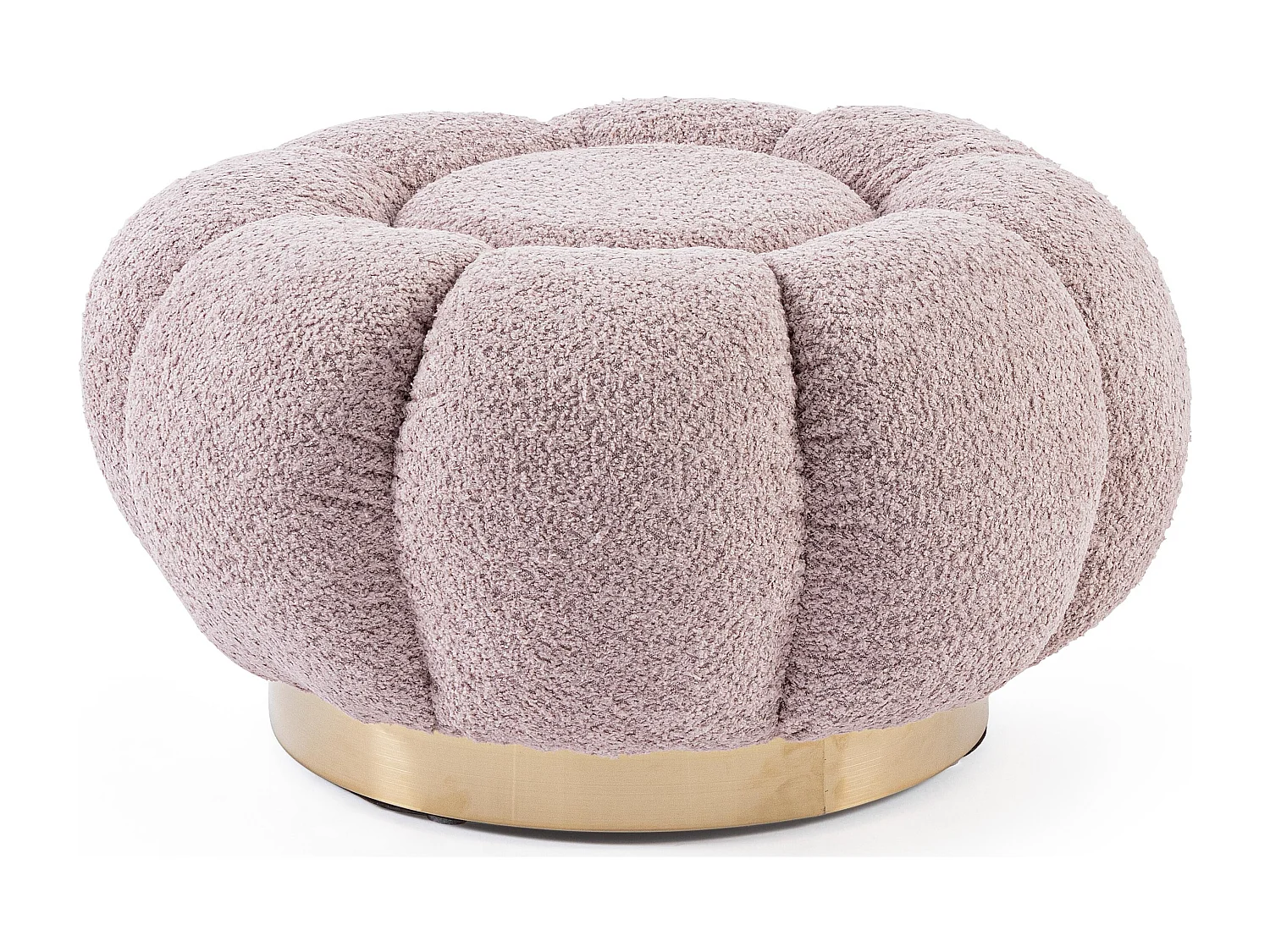 Pouf FLORE – Élégance douce en tissu bouclette-Rose clair
