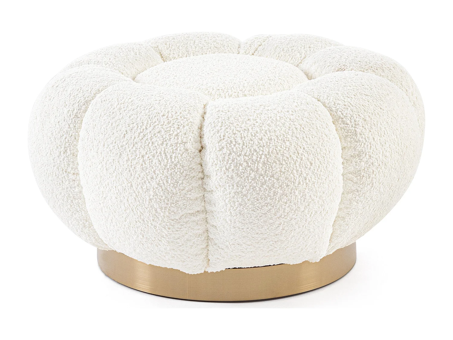 Pouf FLORE – Élégance douce en tissu bouclette-Blanc