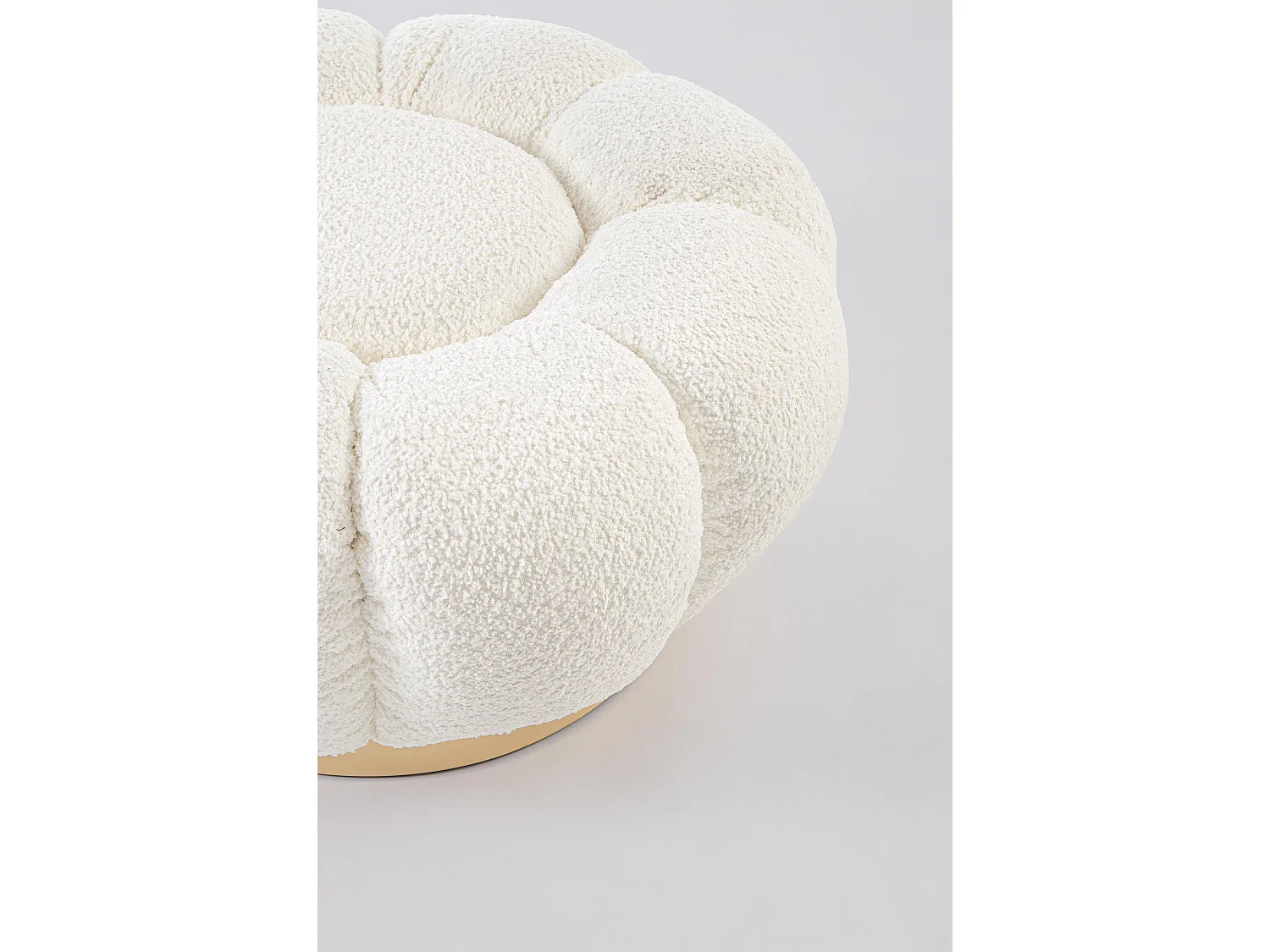 Pouf FLORE – Élégance douce en tissu bouclette-Blanc