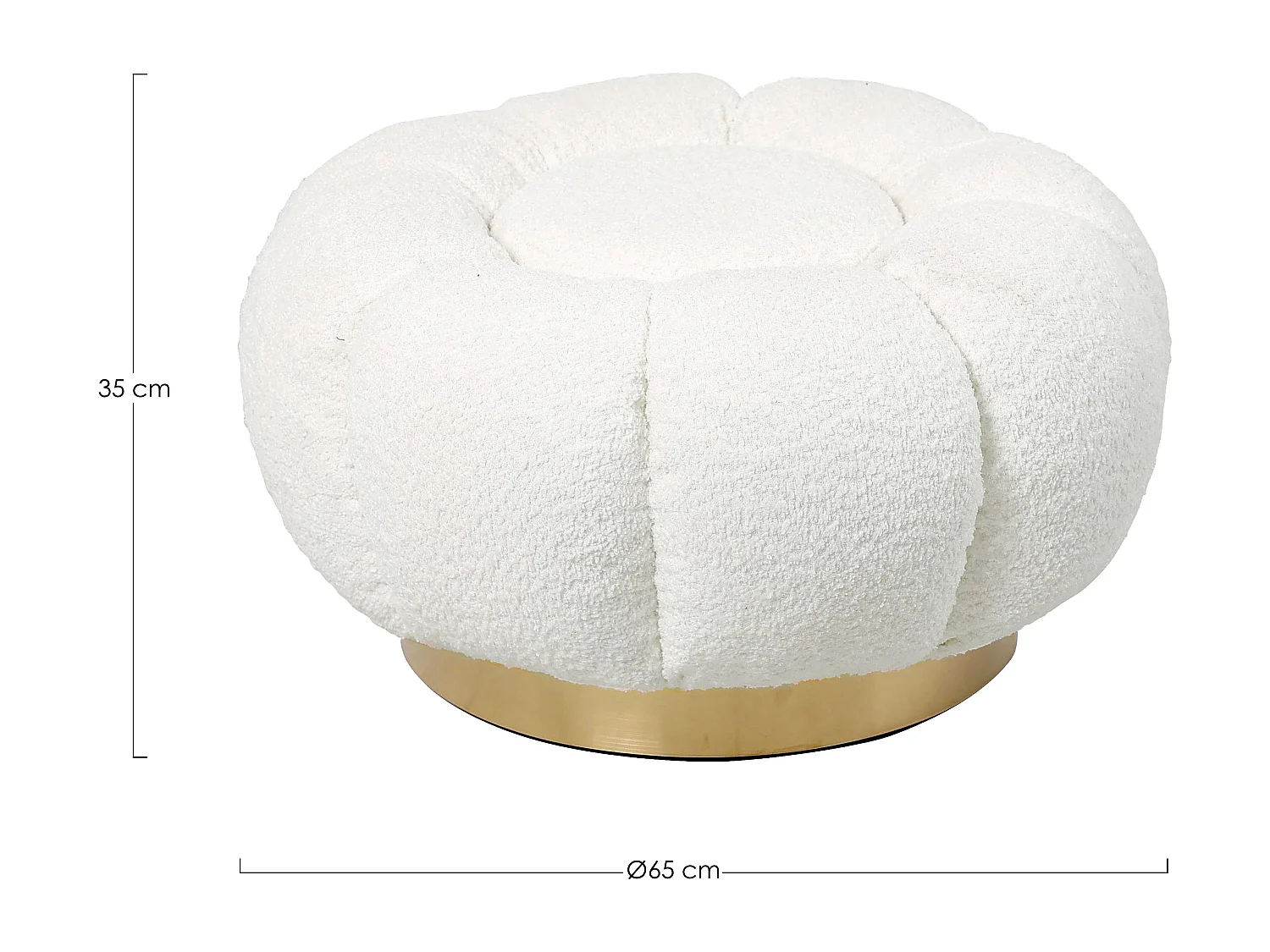 Pouf FLORE – Élégance douce en tissu bouclette-Blanc