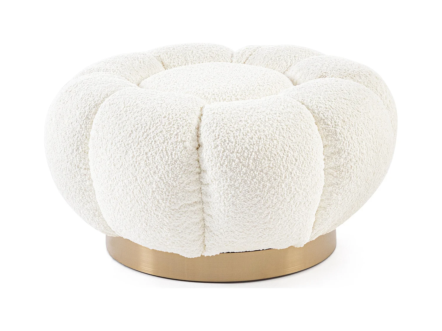 Pouf FLORE – Élégance douce en tissu bouclette-Blanc