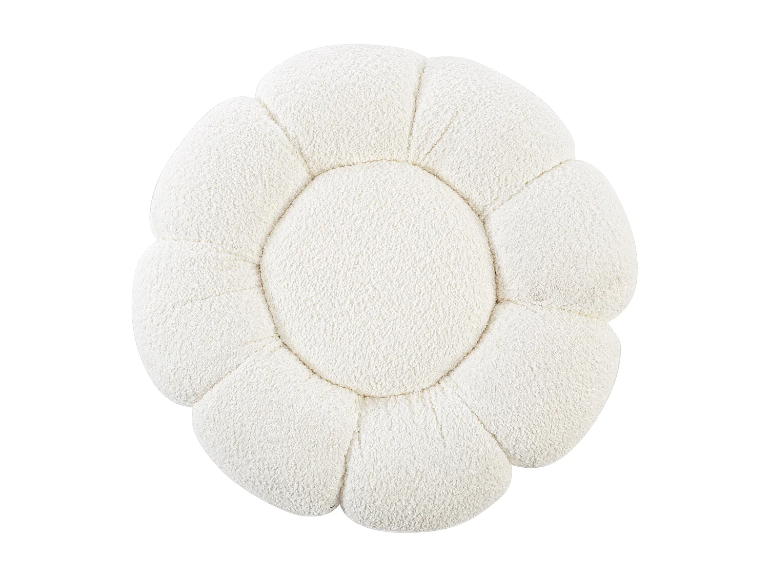 Pouf FLORE – Élégance douce en tissu bouclette-Blanc