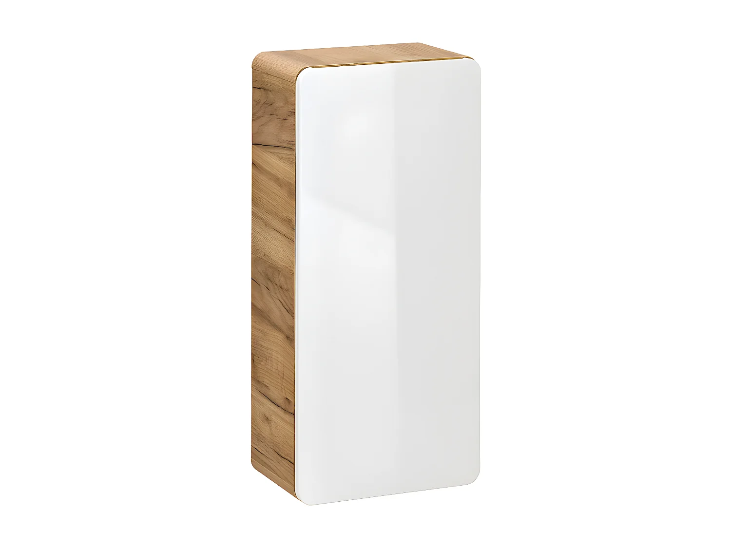 Meuble de salle de bain suspendu avec vasque à encastrer et deux colonnes - 120 cm - Coloris naturel et blanc - ARUBA