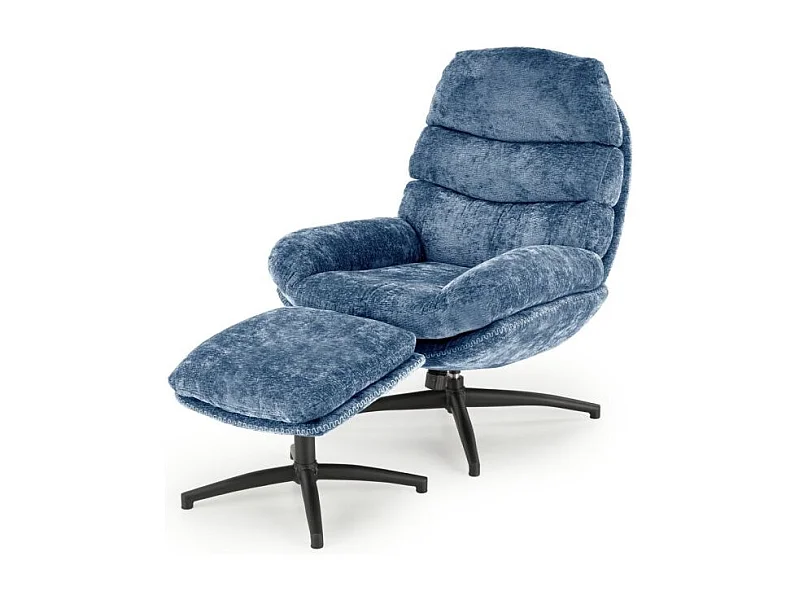 Fotel DARIO niebieski z podnóżkiem