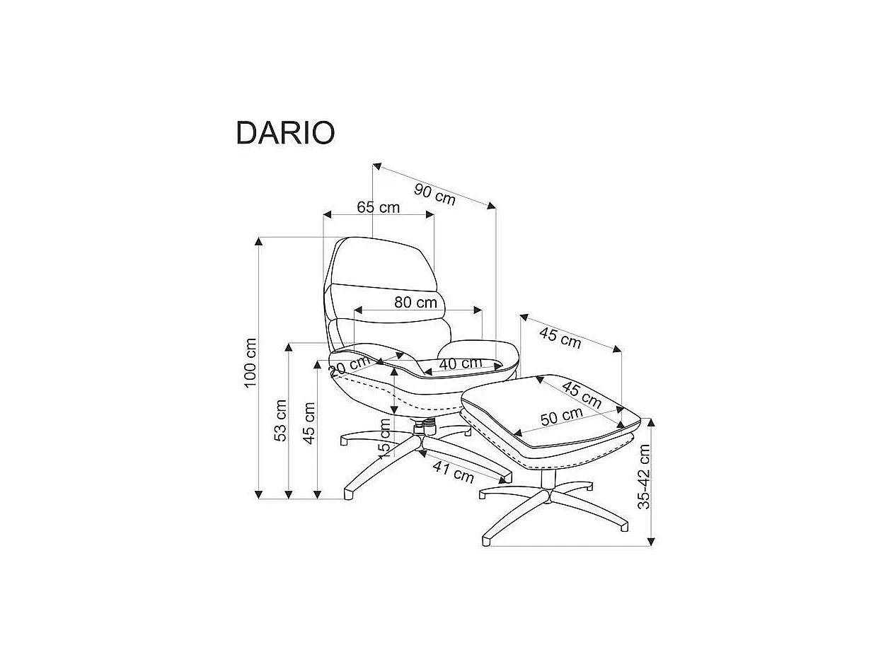 Fotel DARIO beżowy z podnóżkiem