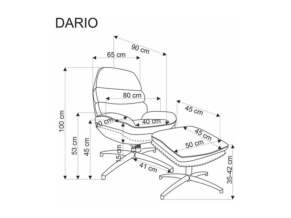 Fotel DARIO beżowy z podnóżkiem