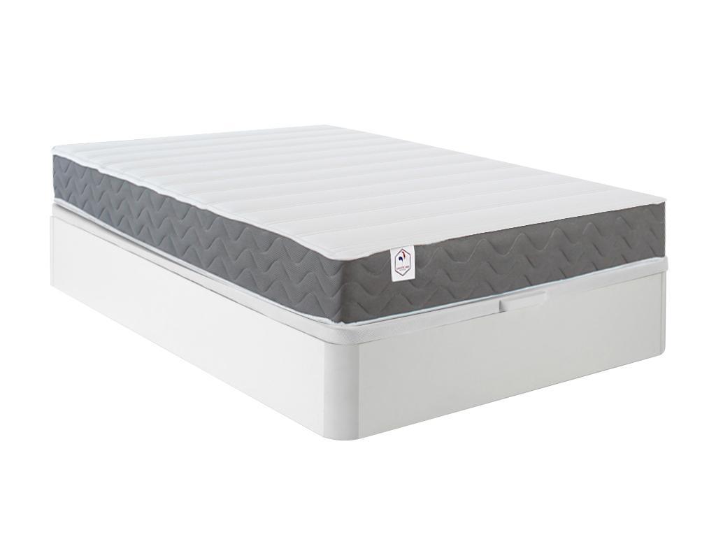 Set aus Bettgestell mit Bettkasten mit Schublade + Matratze - 140 x 200 cm günstig online kaufen