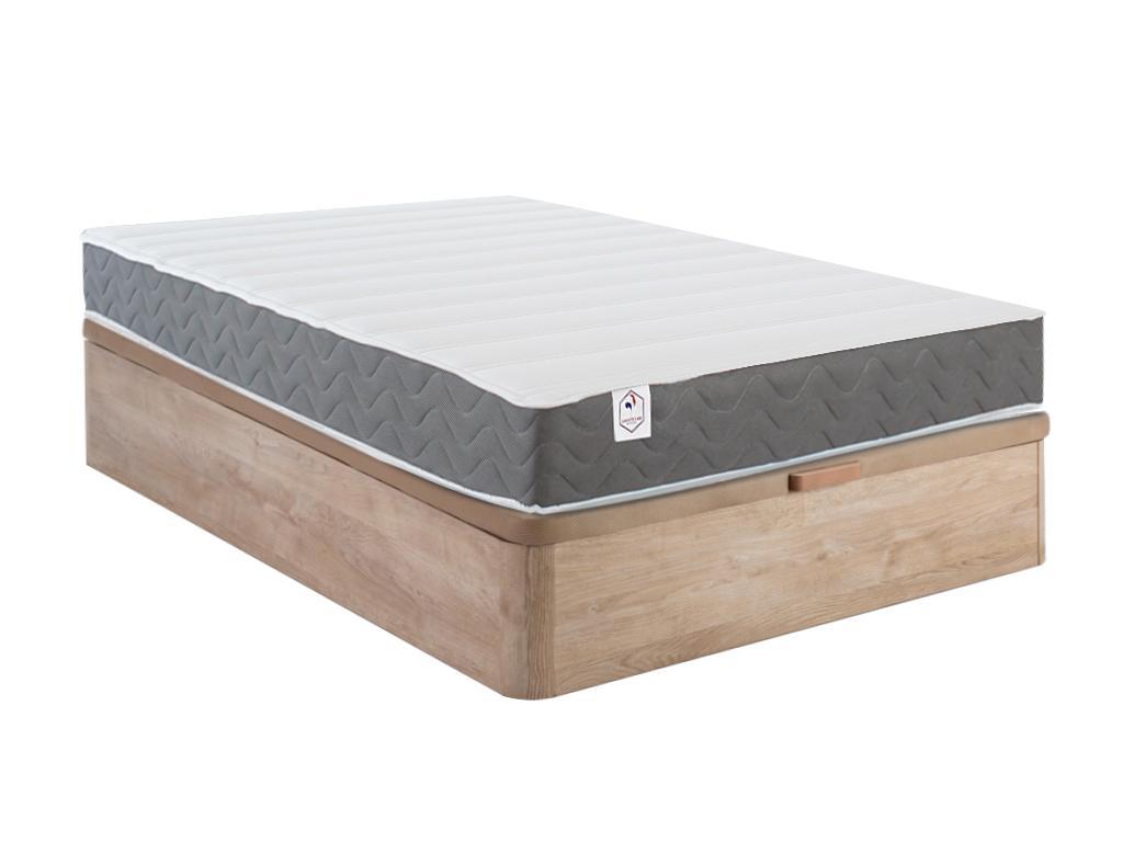 Set aus Bettgestell mit Bettkasten mit Schublade + Matratze - 120 x 200 cm günstig online kaufen