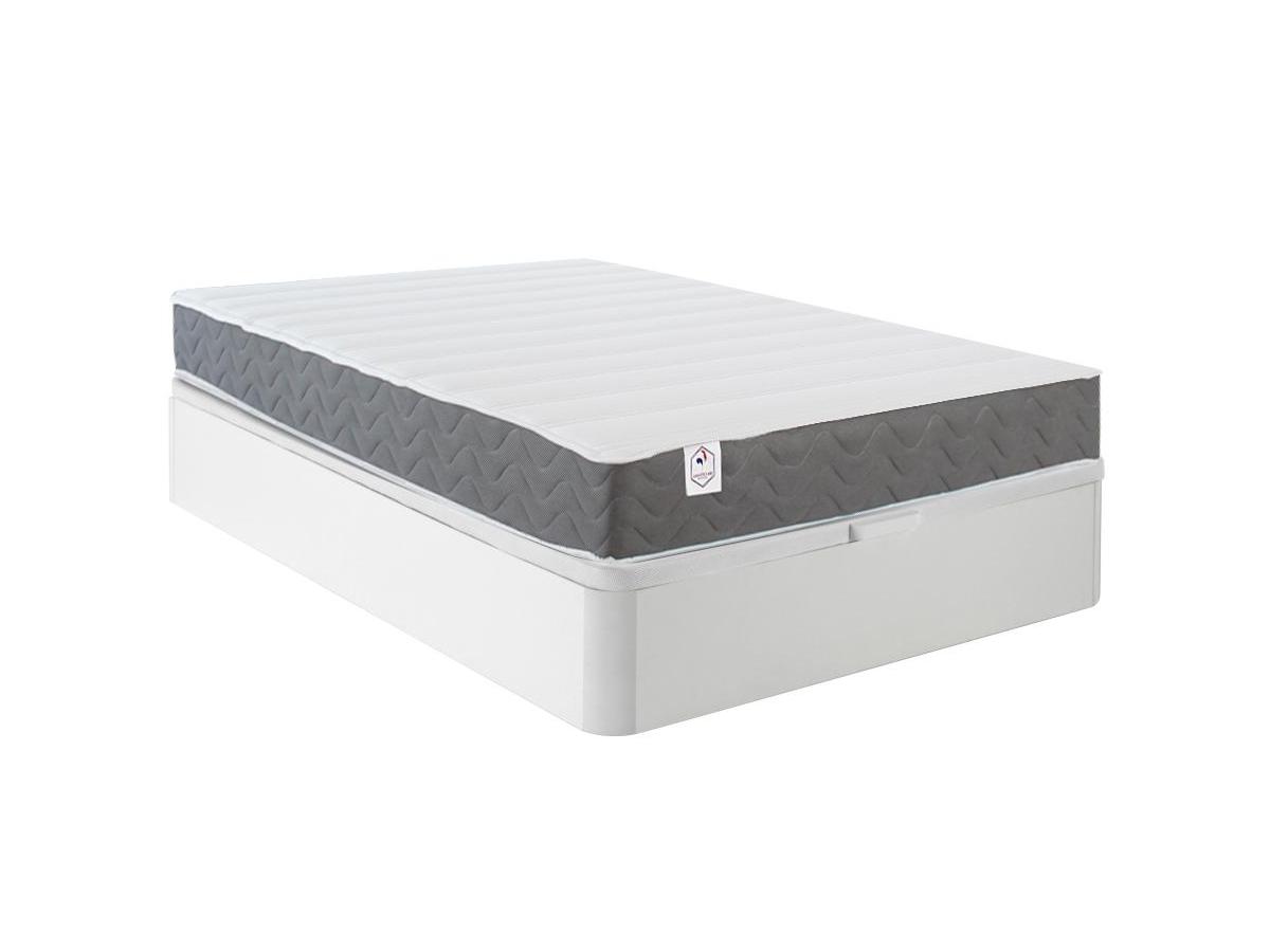Set aus Bettgestell mit Bettkasten mit Schublade + Matratze - 120 x 200 cm günstig online kaufen