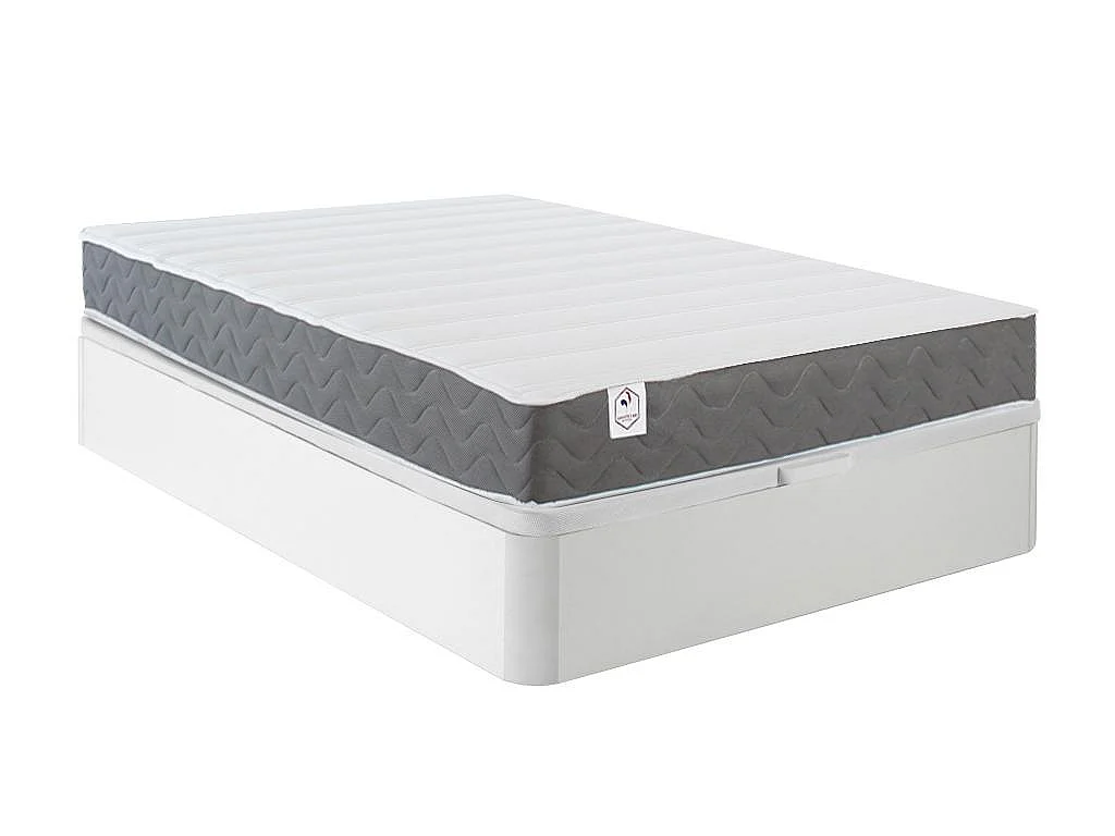 Ensemble 120 x 200 cm sommier coffre blanc + matelas mousse HD mémoire de forme et tissu 3D respirant ép.18cm - HEAVEN de YSMÉE