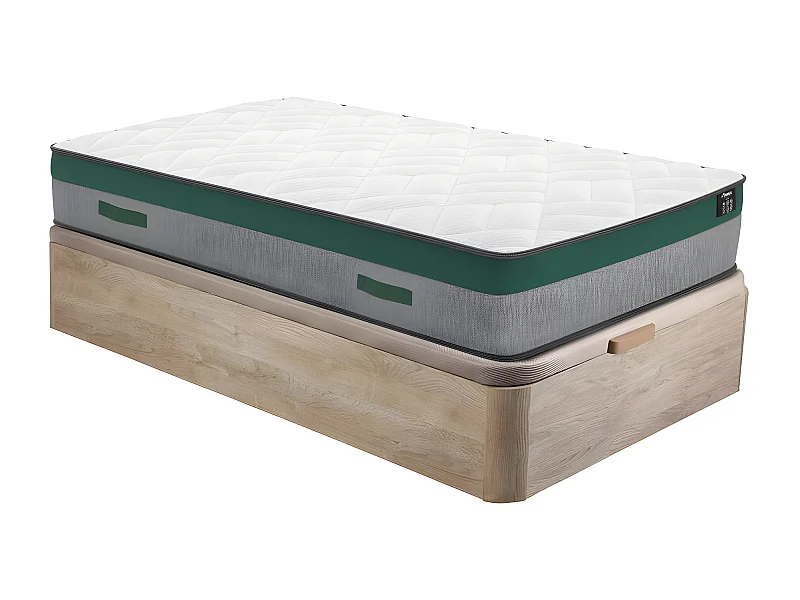 Set 90 x 200 cm rete contenitore Naturale chiaro + Materasso molle insacchettate sp. 22 cm - PRESTIGE di YSMÉE