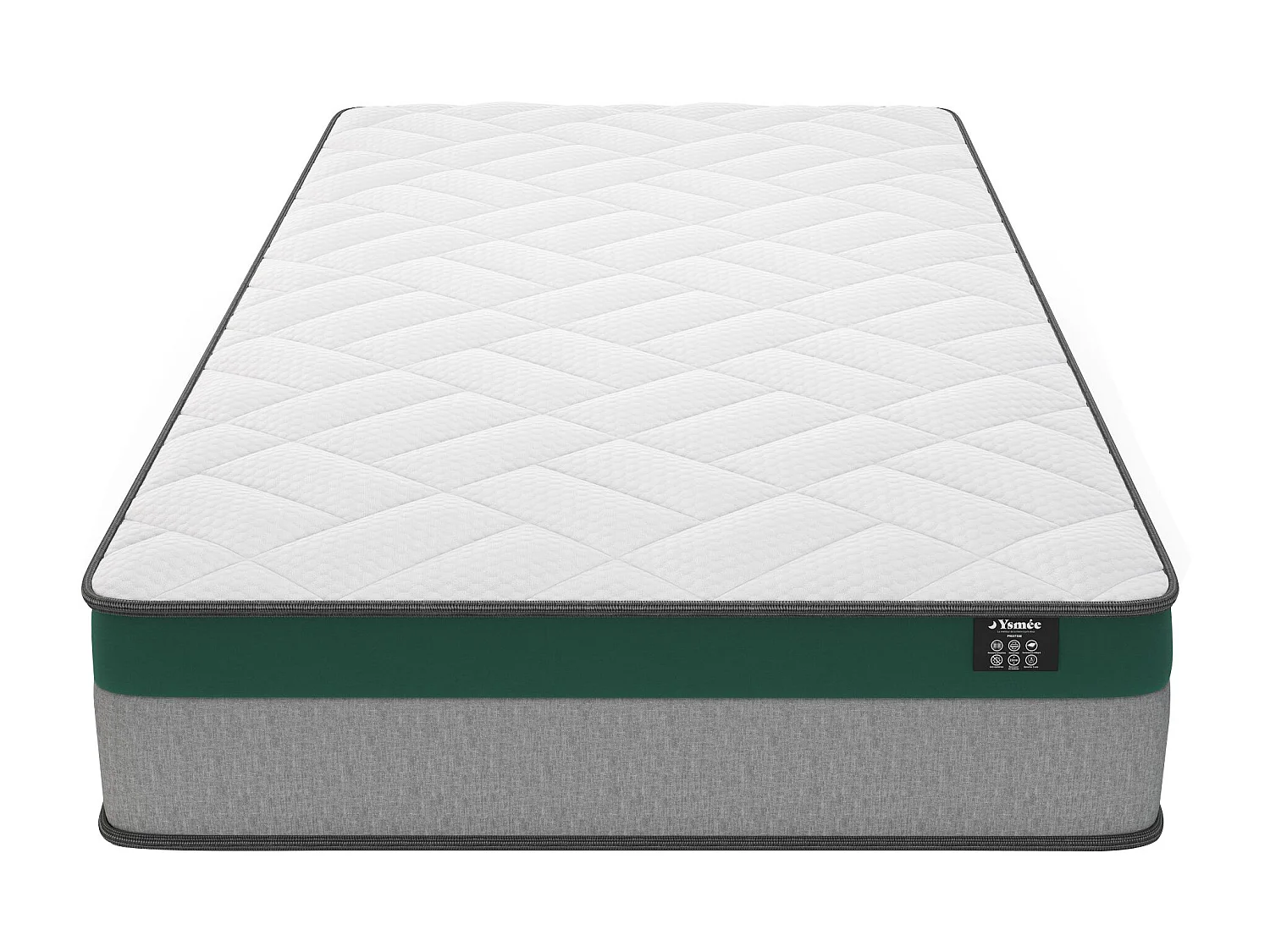 Ensemble 90 x 200 cm sommier coffre blanc + matelas ressorts ensachés ép.22cm - PRESTIGE de YSMÉE