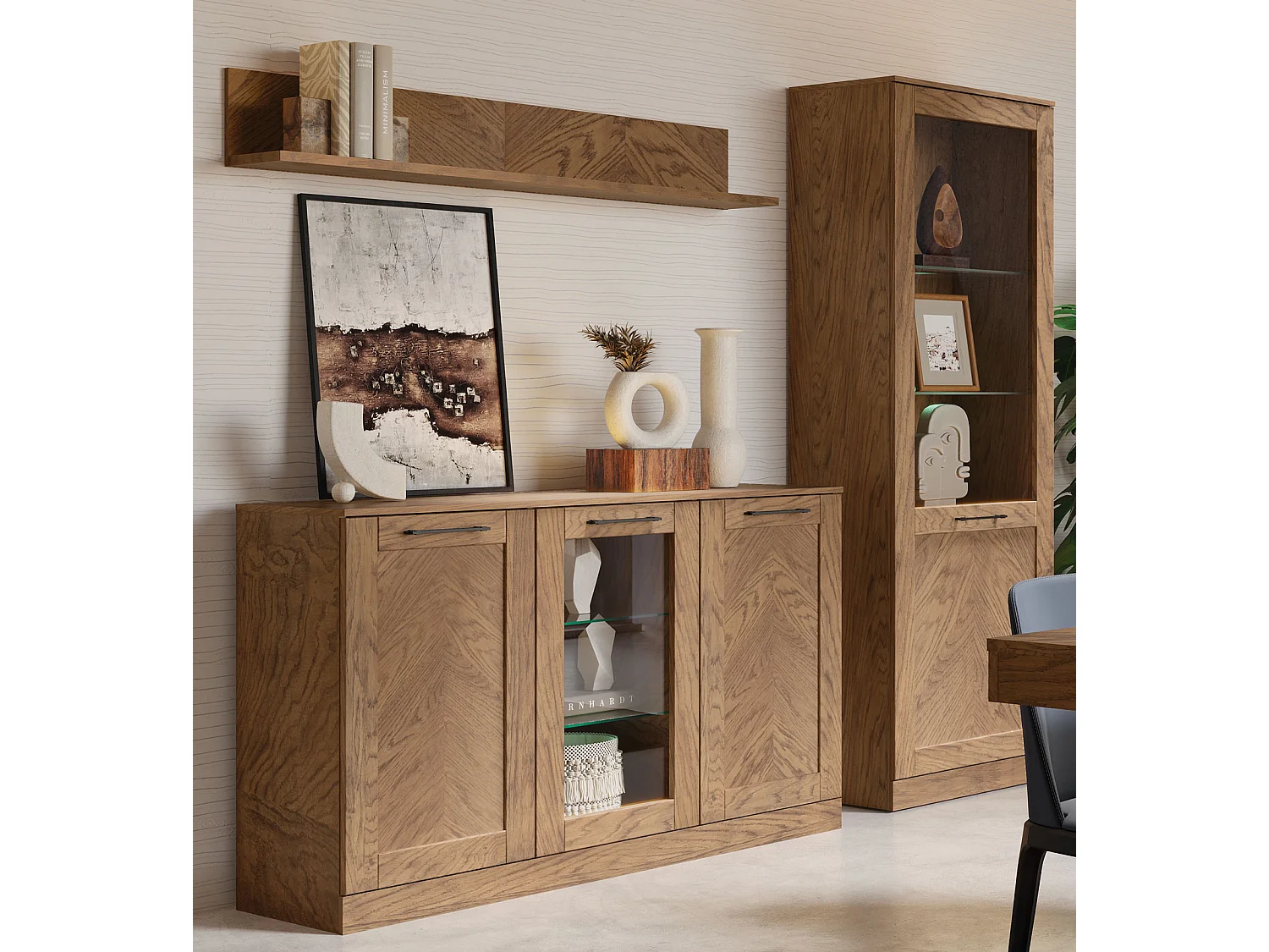 WOHNZIMMER-SET Cozy Eiche Rustikal 3-teilig