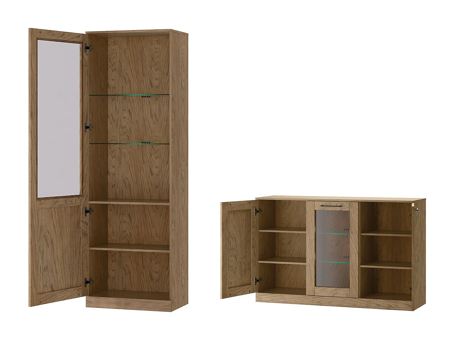 WOHNZIMMER-SET Cozy Eiche Rustikal 3-teilig