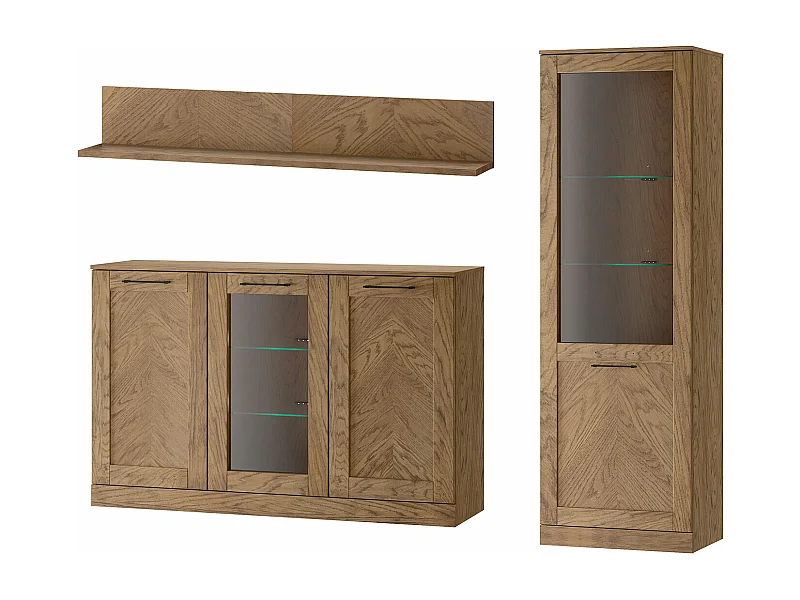 WOHNZIMMER-SET Cozy Eiche Rustikal 3-teilig