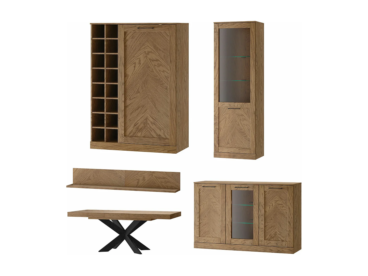 WOHNZIMMER-SET Cozy 10 Eiche Rustikal 5-teilig