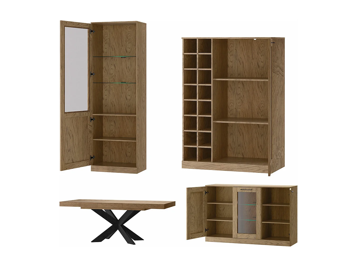 WOHNZIMMER-SET Cozy 10 Eiche Rustikal 5-teilig