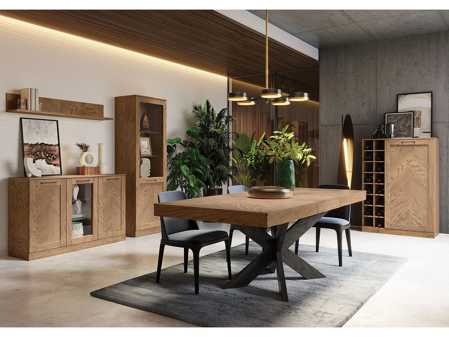 WOHNZIMMER-SET Cozy Eiche Rustikal 4-teilig