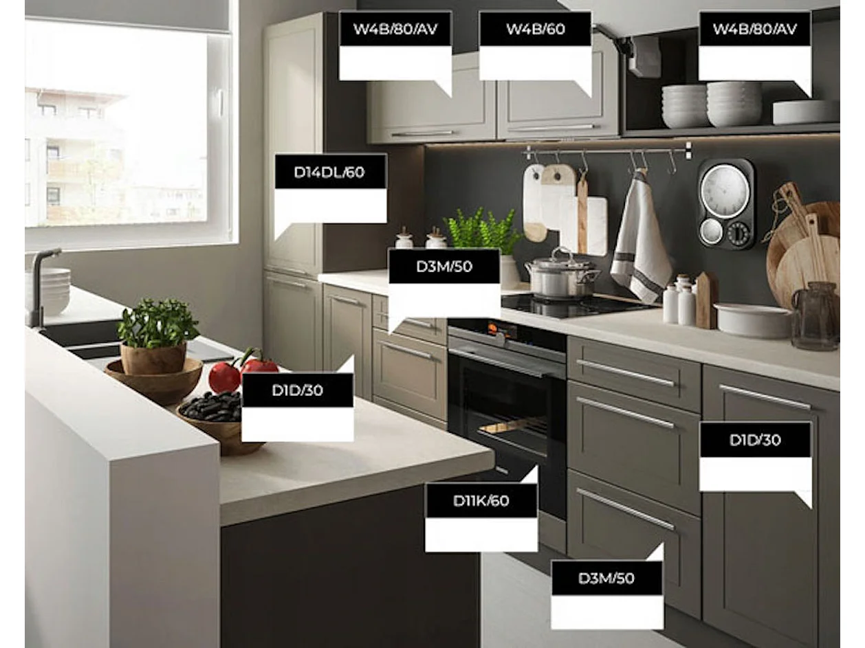 KÜCHENLEERBLOCK Bari lava / olivgrün matt 9-teilig