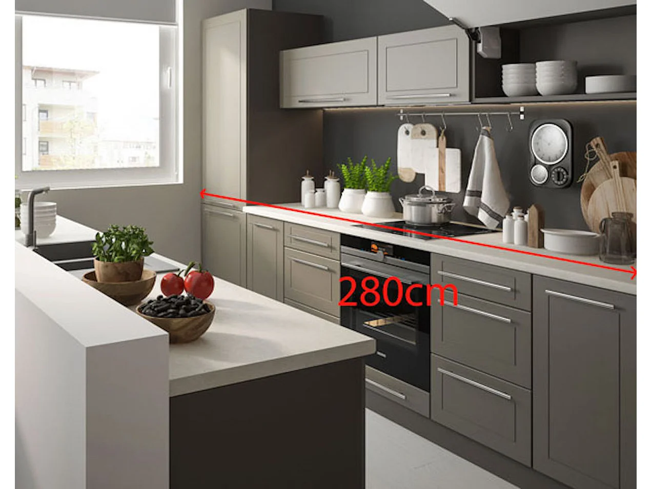 KÜCHENLEERBLOCK Bari lava / olivgrün matt 9-teilig