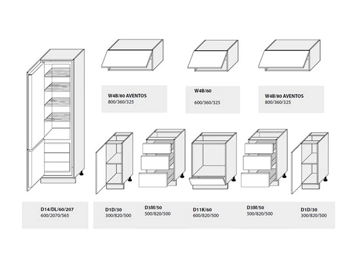 KÜCHENLEERBLOCK Bari lava / olivgrün matt 9-teilig