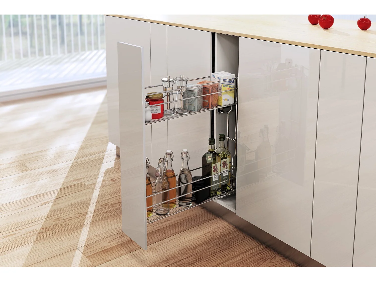 WINKELKÜCHE Bari weiß - schwarz / reinweiß matt - schwarz glas 15-teilig