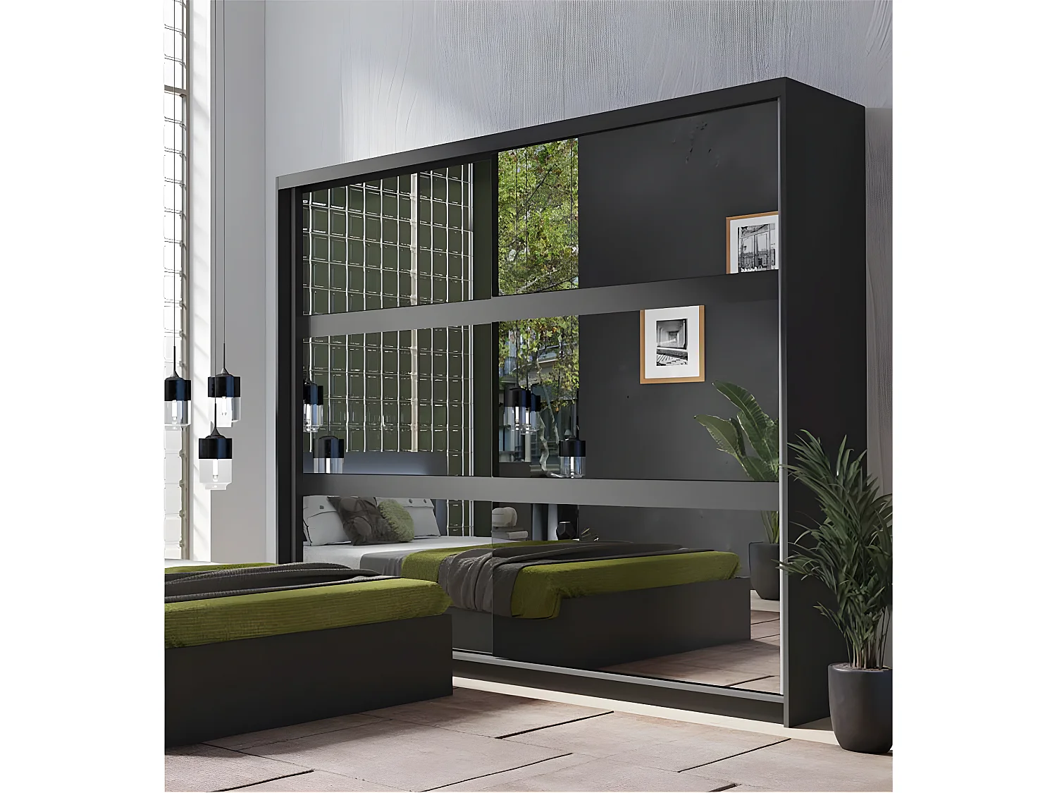 SCHIEBETÜRENSCHRANK Fino graphit 230 / 62 / 215cm