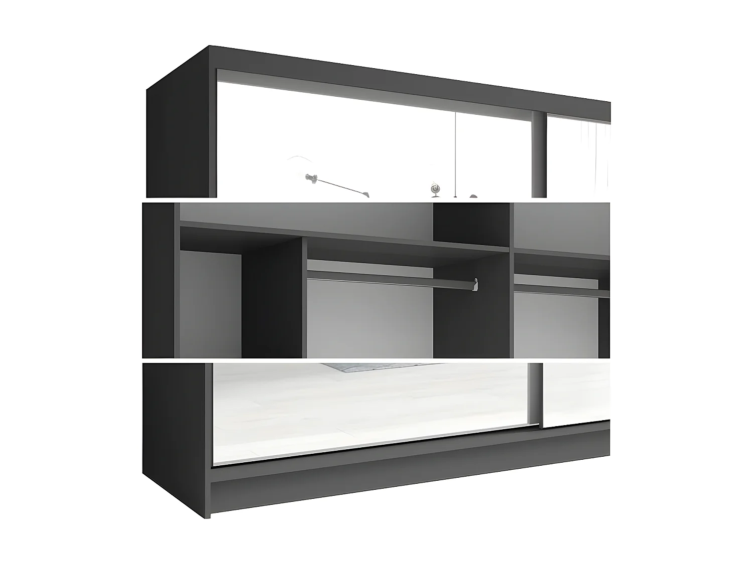 SCHIEBETÜRENSCHRANK Fino graphit 230 / 62 / 215cm