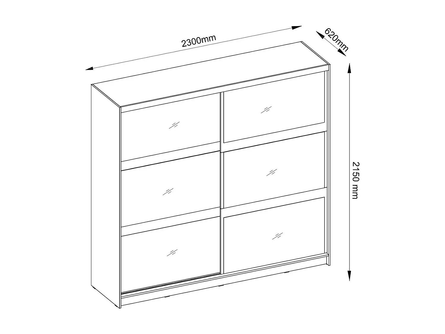 SCHIEBETÜRENSCHRANK Fino graphit 230 / 62 / 215cm