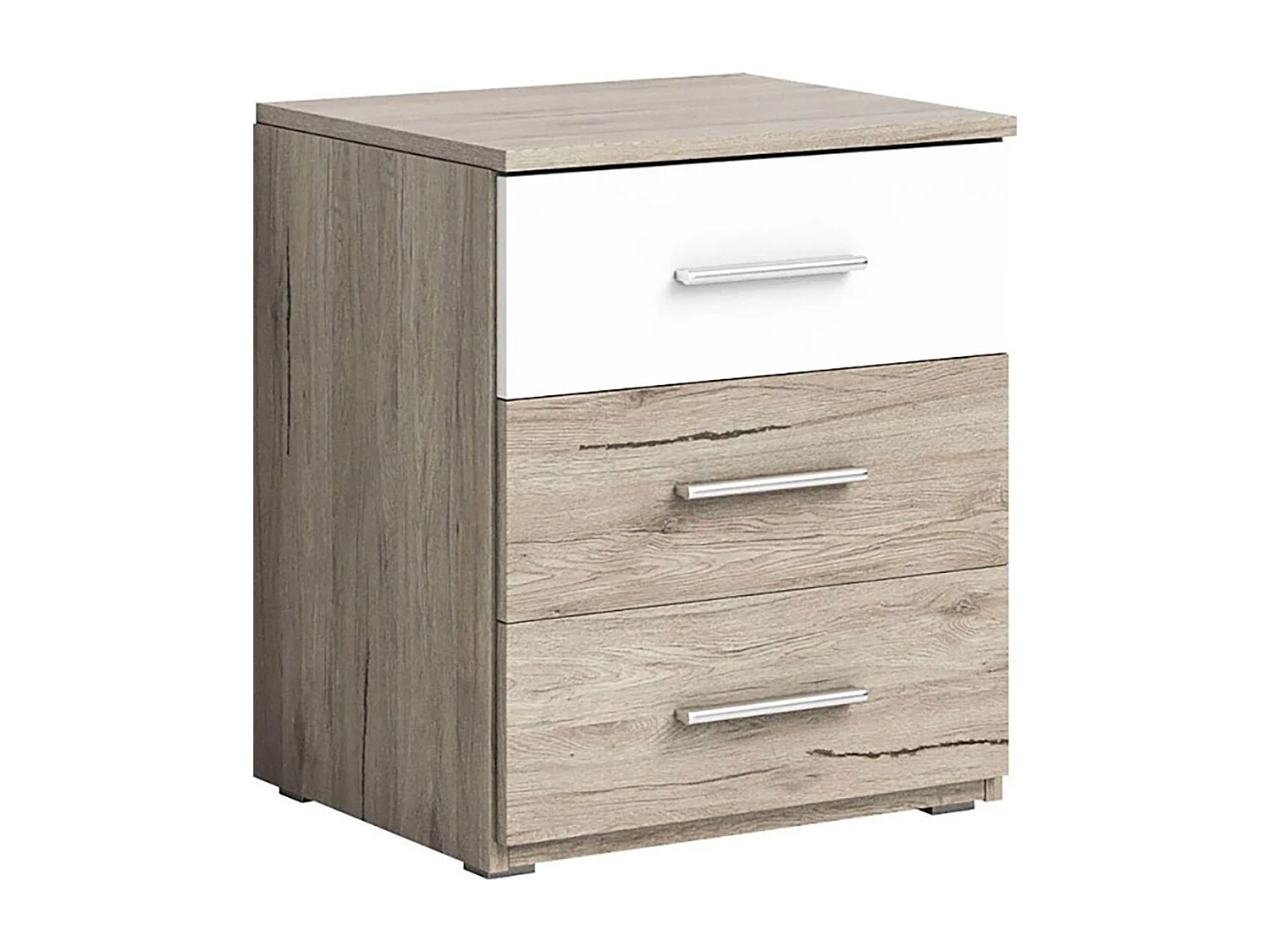 NACHTKONSOLENSET Bilbao eiche sanremo weiß 47 cm / 41 cm / 56 cm