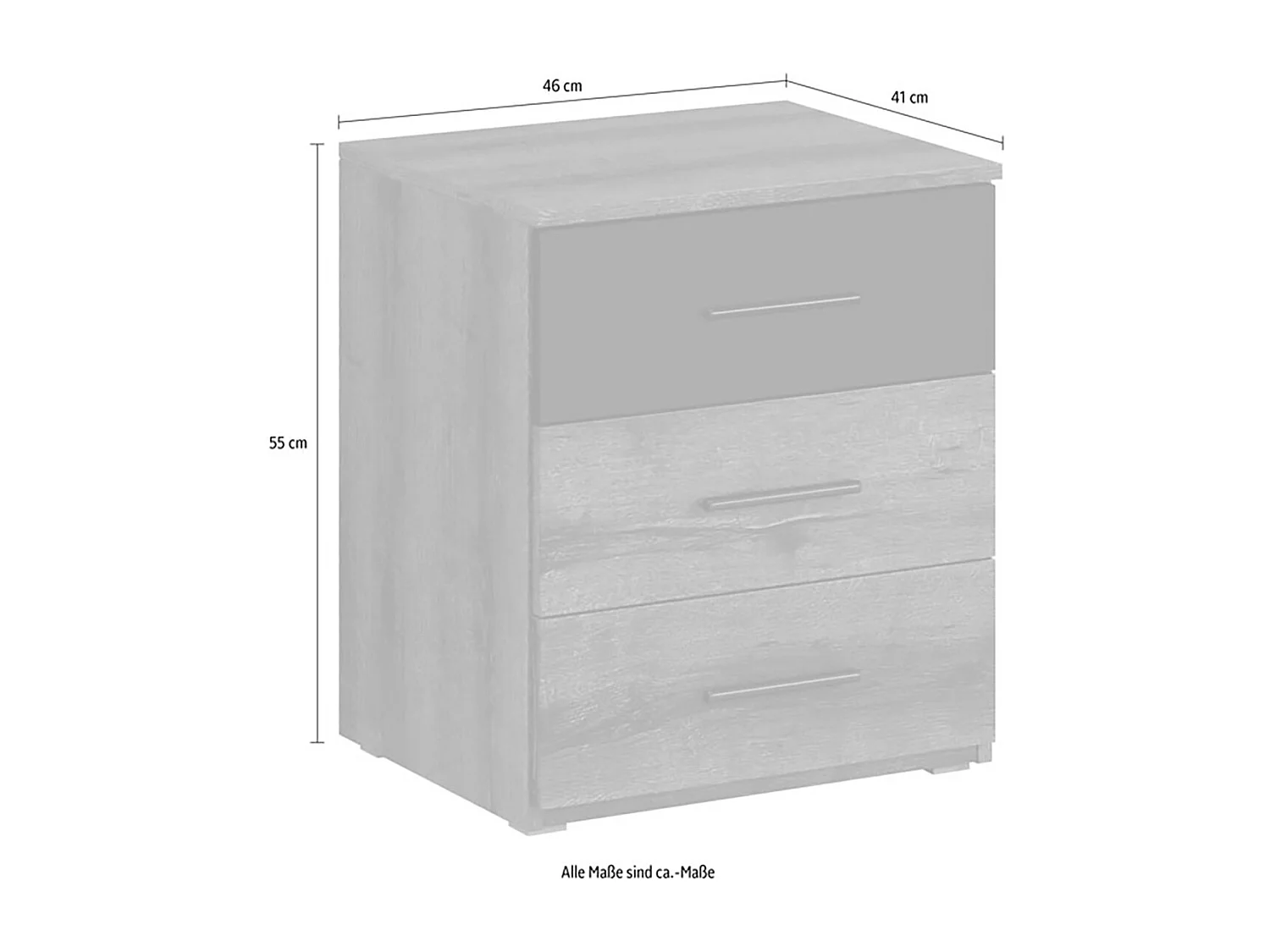 NACHTKONSOLENSET Bilbao eiche sanremo weiß 47 cm / 41 cm / 56 cm
