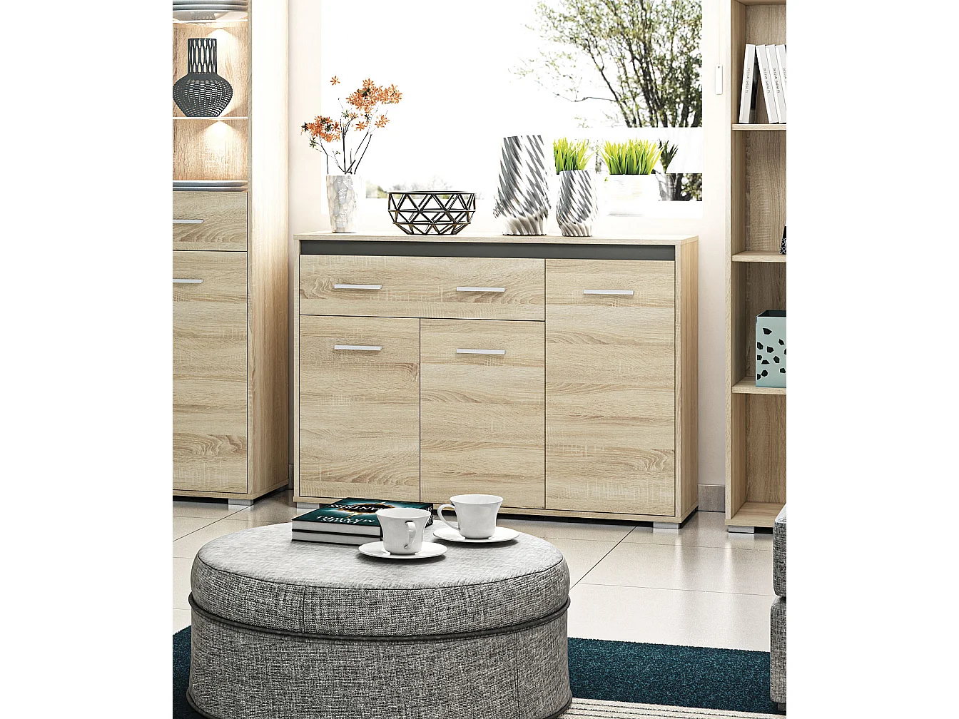 KOMMODE Avo Sonoma Eiche, Absetzung austauschbar 120 / 34 / 85cm