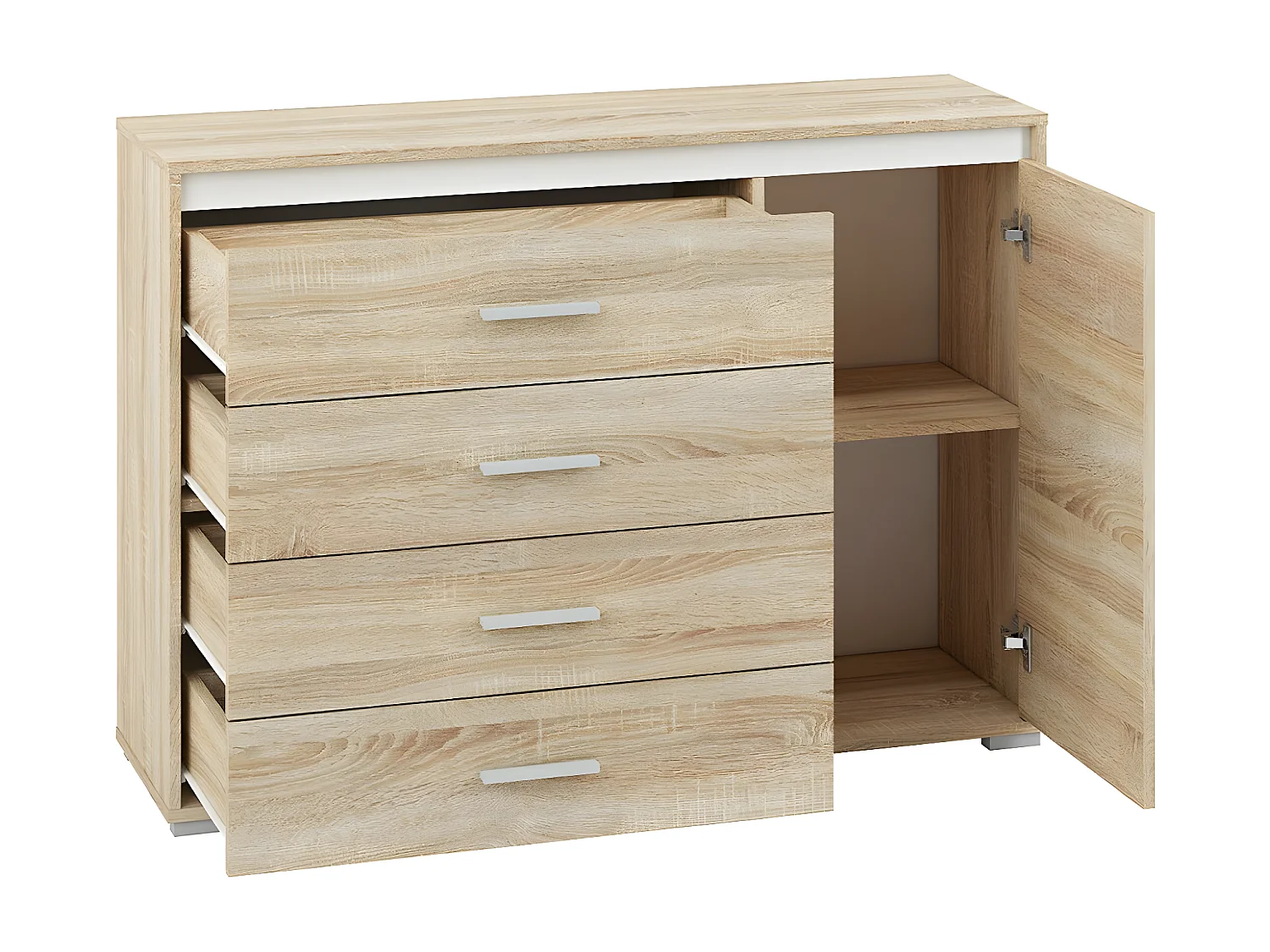 KOMMODE Avo Sonoma Eiche, Absetzung austauschbar 120 / 34 / 85cm