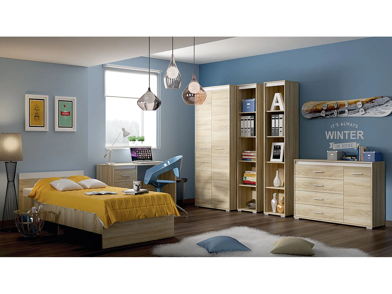 KOMMODE Avo Sonoma Eiche, Absetzung austauschbar 120 / 34 / 85cm